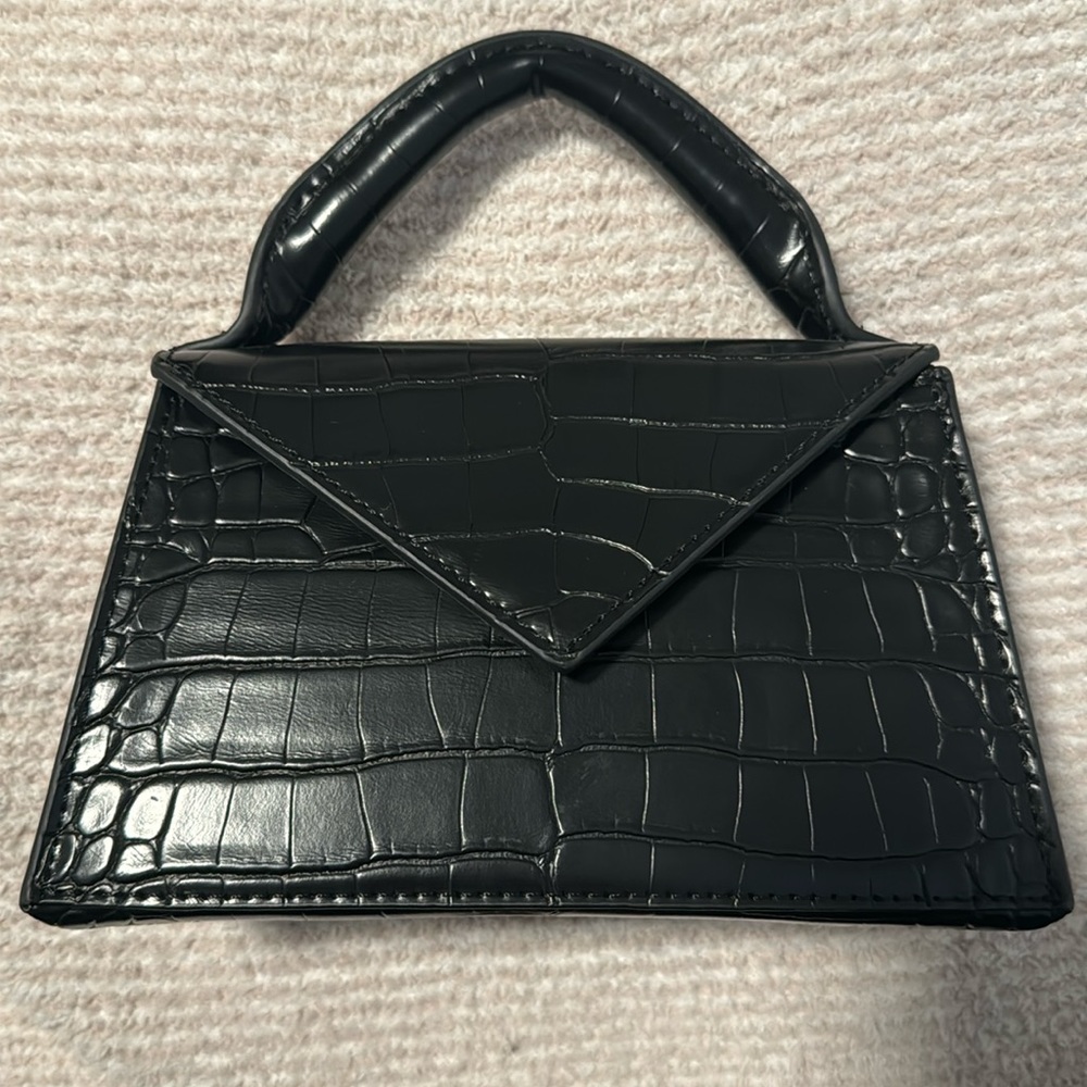 HEMINCUFF x STEF VEGAN LEATHER CROC MINI BAG IN BLACK